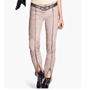 H&M blush suede zipper pants size 4  NWT